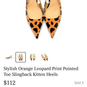 Stylish Orange Leopard Print Slingback Kitten Heels